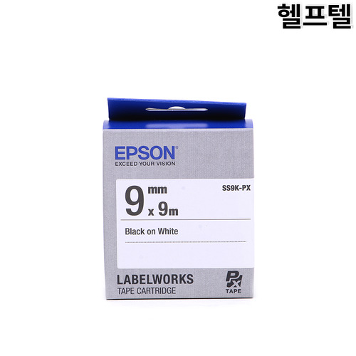라벨테이프 엡손 EPSON 9MM SS9K-PX 흰색바탕 검정글씨