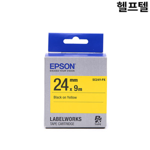 라벨테이프 엡손 EPSON 24MM SC24Y-PX 노랑바탕 검정글씨